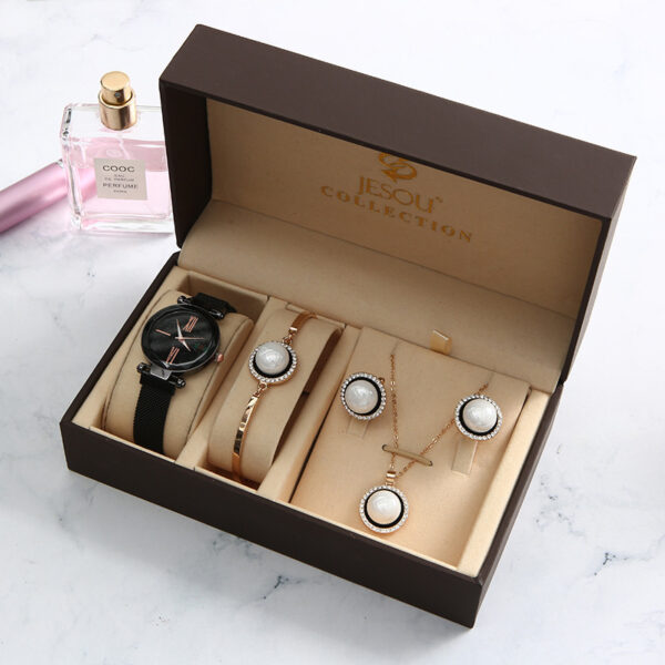 Ladies Quartz Watch and Bracelet Five-Piece Gift Set - Image 3