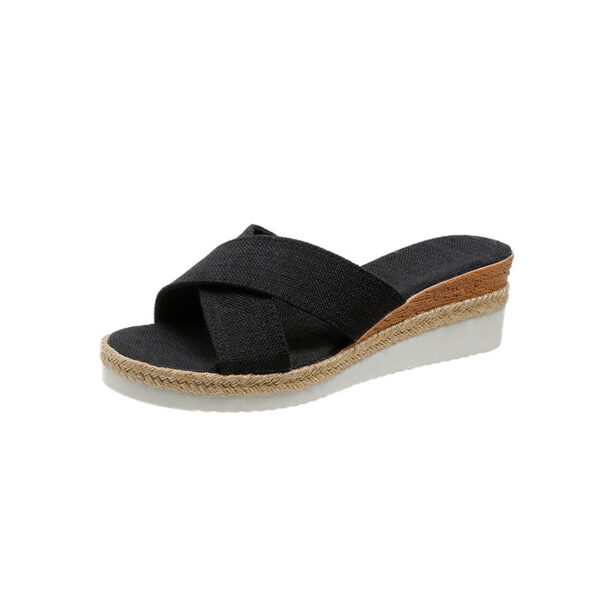 Hemp Wedge Sandals Platform Slippers - Image 5
