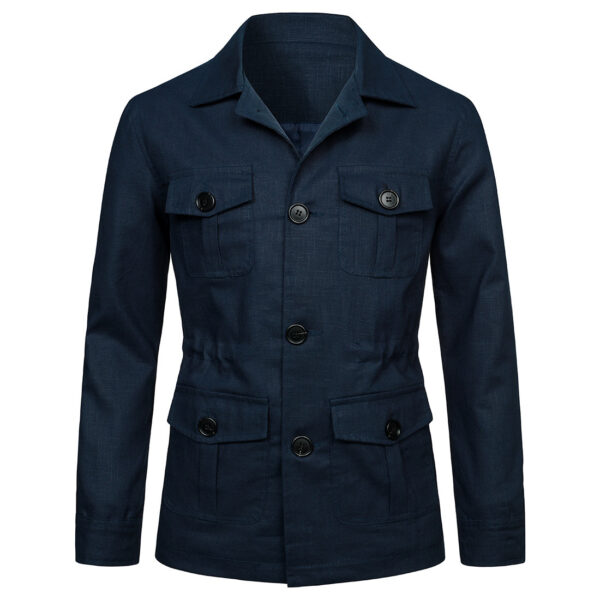 Lapel Multi-pocket Workwear Jacket - Image 2