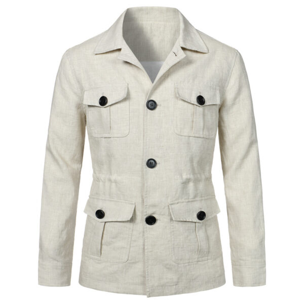 Lapel Multi-pocket Workwear Jacket - Image 5