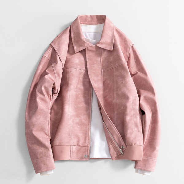 Loose Retro PU Leather Jacket - Image 3