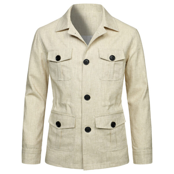 Lapel Multi-pocket Workwear Jacket - Image 4