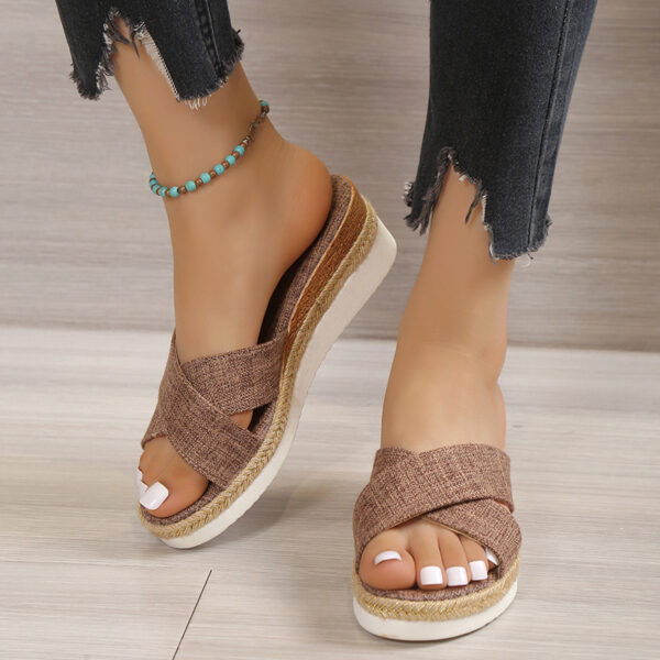 Hemp Wedge Sandals Platform Slippers - Image 3