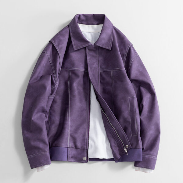Loose Retro PU Leather Jacket - Image 4