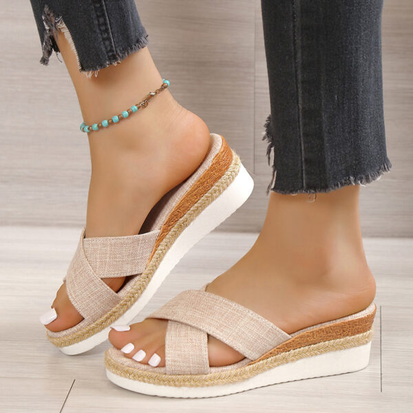 Hemp Wedge Sandals Platform Slippers