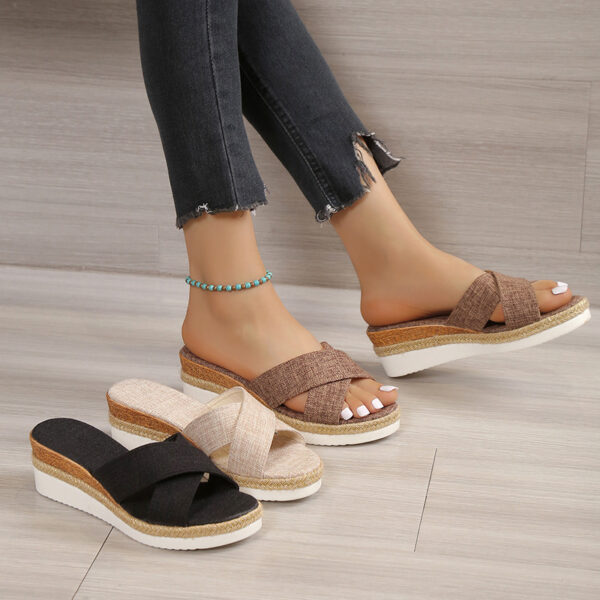 Hemp Wedge Sandals Platform Slippers - Image 7