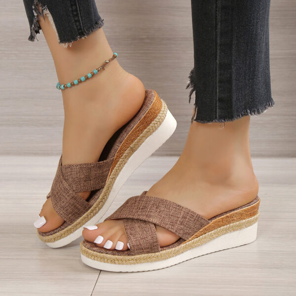 Hemp Wedge Sandals Platform Slippers - Image 6