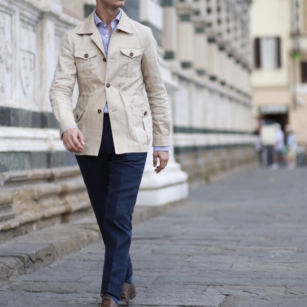 Lapel Multi-pocket Workwear Jacket