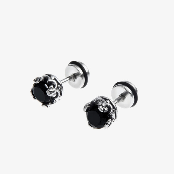 Titanium Steel Black Zircon Earrings