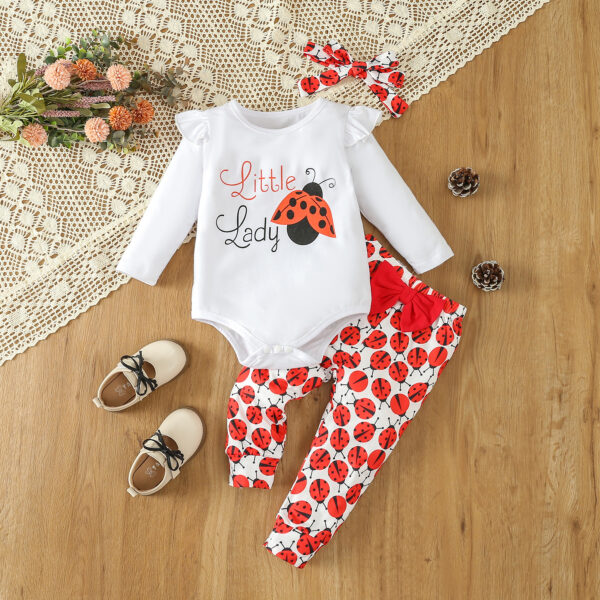 Girls' Long-sleeved  Ladybug Romper
